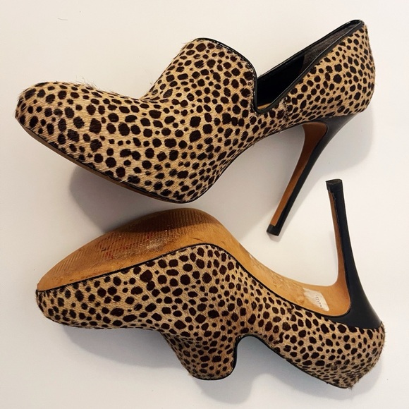 Y2K Ann Taylor Fur Cheetah Print Platform Heels Fall Chic Office Holiday Party - Picture 6 of 13